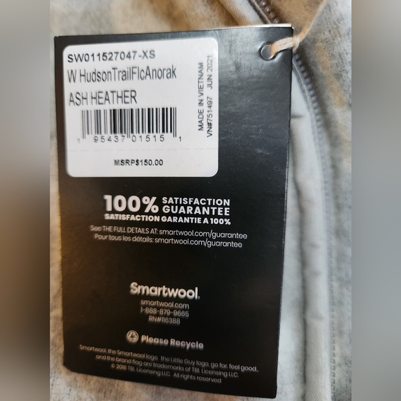 Smartwool zip up hooded sweater cream/grey womens size xs - Picture 7 of 9